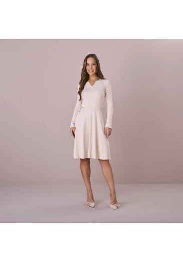 Vestido Nubia Em Malha Canelada Off White Tatá Martello Outono/Inverno 2025