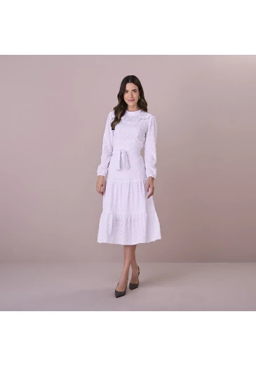 Vestido Luciene Em Malha Laise Off White Tatá Martello  Outono/Inverno 2025