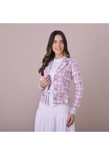 Blazer Patricia Em Lã Chelsa Rosa Tatá Martello Outono/Inverno 2025