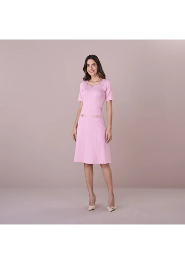 Vestido Soraia Em Ponto De Roma Rosa Tatá Martello Outono/Inverno 2025
