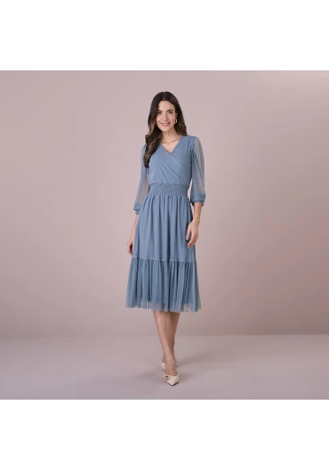 Vestido Margarete Em Tule Azul Tatá Martello Outono/Inverno 2025