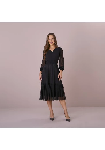Vestido Margarete Em Tule Preto Tatá Martello Outono/Inverno 2025