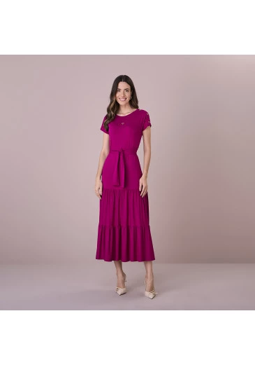 Vestido Tania Em Viscolycra Fucsia Tatá Martello Outono/Inverno 2025