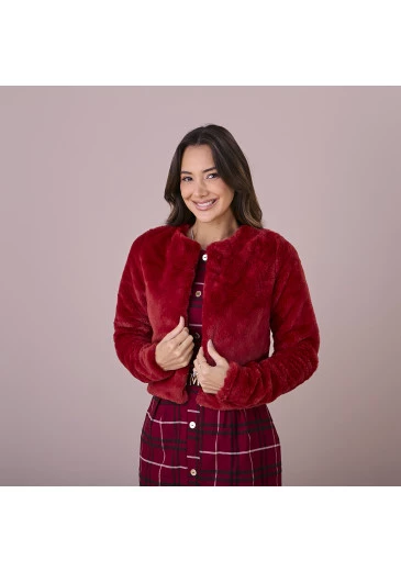 Casaqueto Gabriela Em Pelo Cozy Vermelho Tata Martello Outono/Inverno 2025