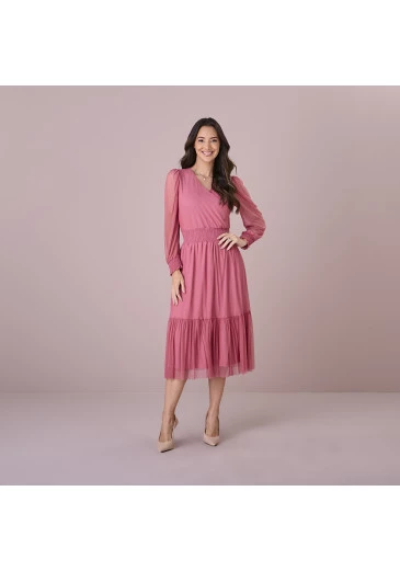 Vestido Margarete Em Tule Rosa Tatá Martello Outono/Inverno 2025