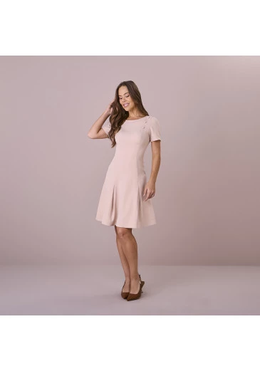 Vestido Isadora Em Alfaiataria Milano Bege Tatá Martello Outono/Inverno 2025