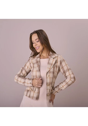 Blazer Patricia Em Lã Chelsa Bege Tatá Martello Outono/Inverno 2025