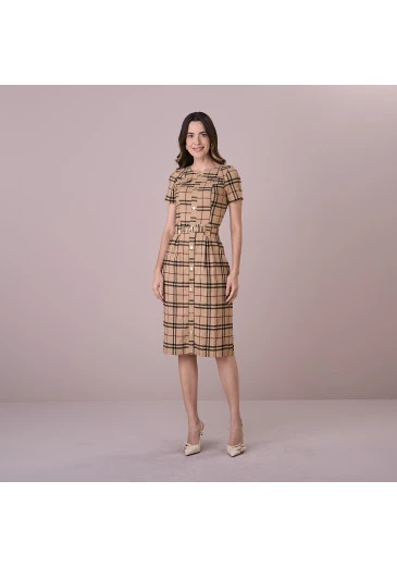Vestido Selma Marrom Tatá Martello Outono/Inverno 2025