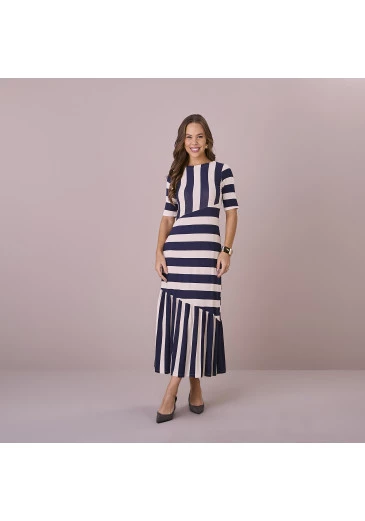 Vestido Tabata Viscolycra Azul Marinho Tatá Martello Outono/Inverno 2025