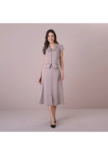 Conjunto Ingrid Em Alfaiataria Marrom Tatá Martello Outono/Inverno 2025
