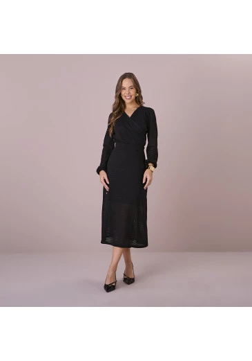 Conjunto Elina Em Croche Miraflores Preto Tatá Martello Outono/Inverno 2025