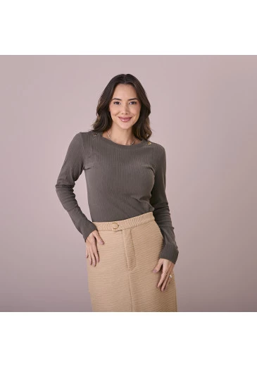 Blusa Veronica Em Canelado Soft  Marorm Tatá Martello Outono/Inverno 2025