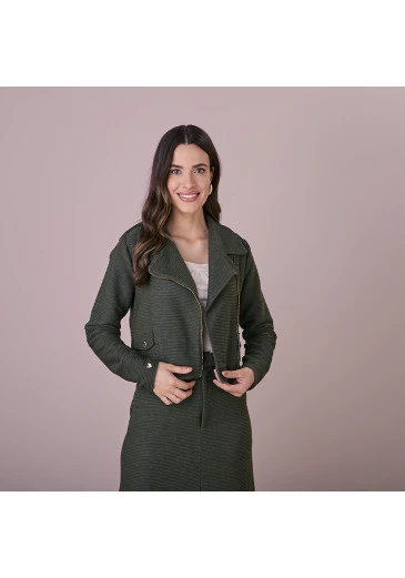 Jaqueta Laura Em Wave Ramado Verde Tata Martello Outono/Inverno 2025