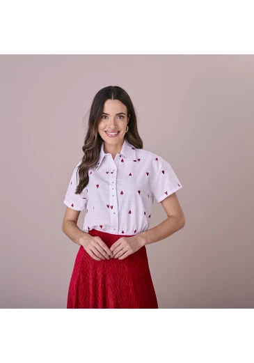 Camisa Alana Em Algodão Vermelho Tatá Martello Outono/Inverno 2025