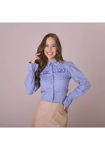 Camisa Flavia Azul Tata Martelo Outono/Inverno 2025