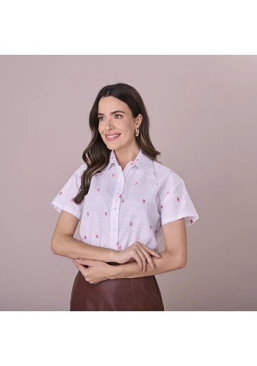 Camisa Alana Em Algodão Rosa Tatá Martello Outono/Inverno 2025