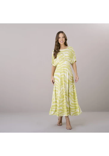 Vestido Paula Em Viscolinho Com Ziper Verde Lima Tatá Martello Outono/Inverno 2025