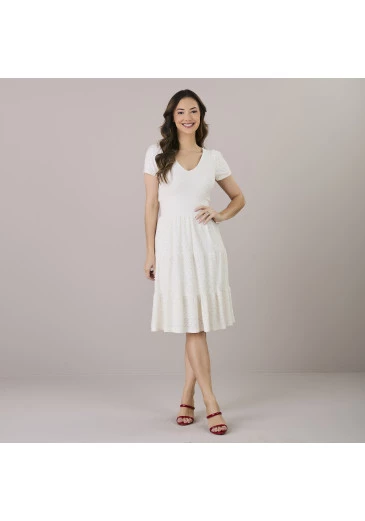 Vestido Valeria Em Malha Laise Off White Tatá Martello Alto Verão 2025