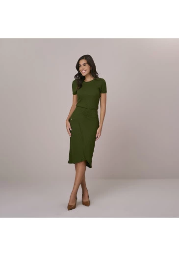 Vestido Joyce Em Malha Volare Verde Tatá Martello Outono/Inverno 2025