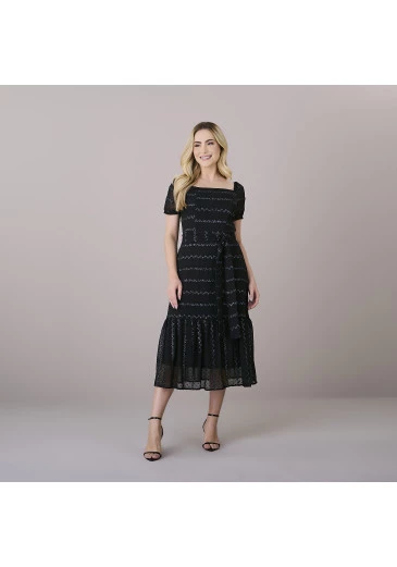 Vestido Elisangela Em Chiffon Dots Preto Tatá Martello Outono/Inverno 2025