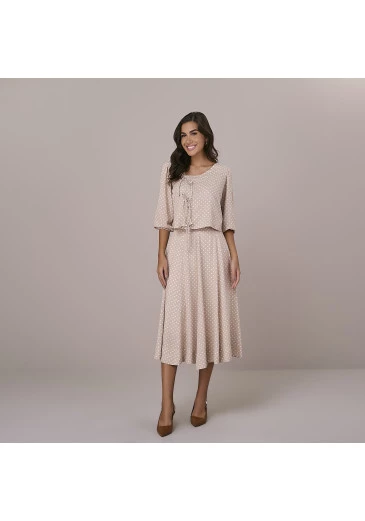 Conjunto Debora Em Viscolinho Slub Bege Tatá Martello Outono/Inverno 2025
