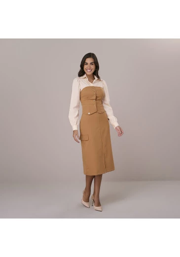 Conjunto Eliane Em Alfaiataria Caramelo Tatá Martello