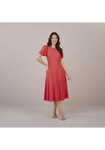 Vestido Gabriely Em Crepe Coral Tatá Martello Outono/Inverno 2025