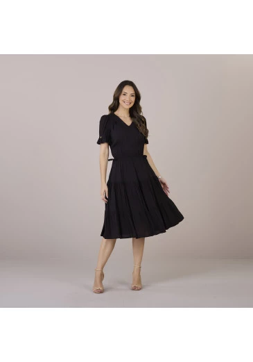 Vestido Madalena Em Viscose Preto  Tatá Martello Outono/Inverno 2025