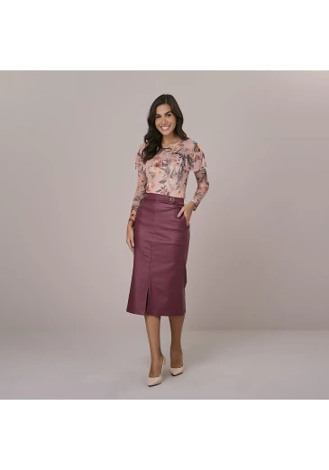 Saia Carolina Bordô Tata Martello Outono/Inverno 2025
