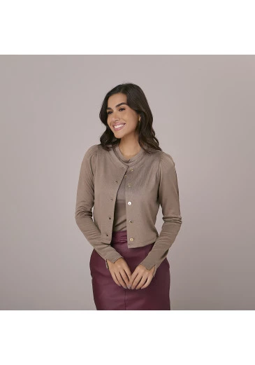 Casaco/Blusa Em Malha Ricca Marrom Tatá Martello Outono/Inverno 2025