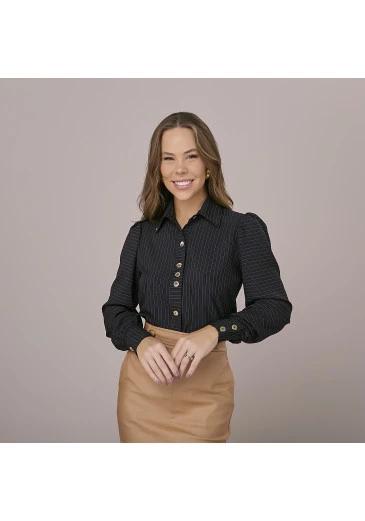 Camisa Maiara Em Risca De Giz Tatá Martello Outono/Inverno 2025