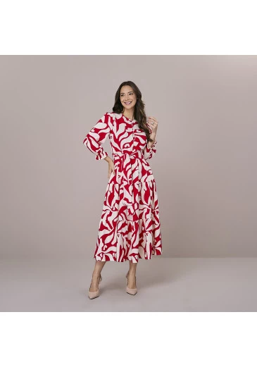 Vestido Caroline Em Viscolinho Royal Vermelho Tatá Martello Outono/Inverno 2025