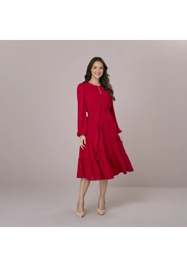Vestido Rosangela Em Crepe Twist Vermelho Tatá Martello  Outono/Inverno 2025