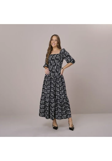Vestido Joana Em Crepe Preto Tatá Martello Outono/Inverno 2025