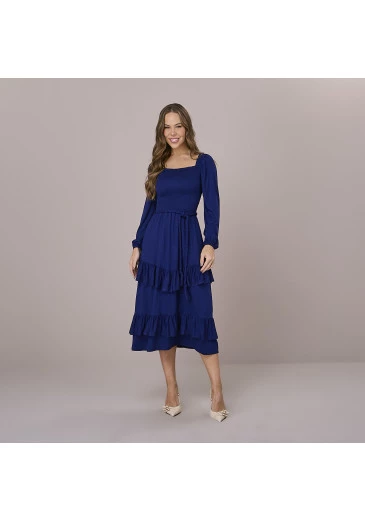 Vestido Noeli Em Malha Vis Up Azul Marinho Tatá Martello  Outono/Inverno 2025