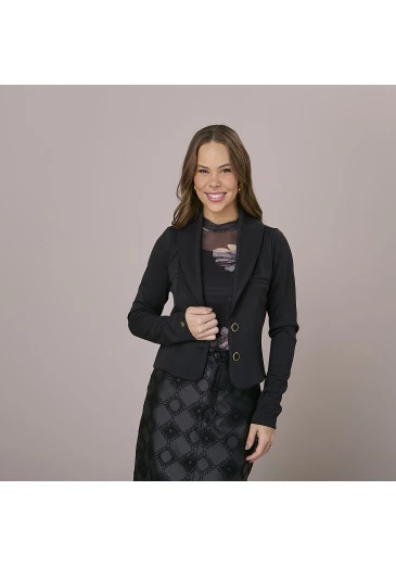 Blazer Tatiana Em Malha Ares Preto Tatá Martello Outono/Inverno 2025