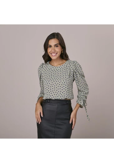 Blusa Carina Crepe New Sabia Cinza Tatá Martello Outono/Inverno 2025