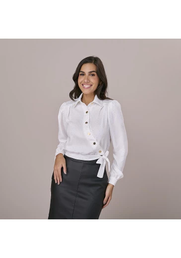 Camisa Mariele Em Crepe Flow Branca Tatá Martello Outono/Inverno 2025
