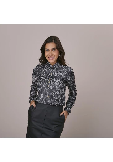 Camisa Adriely Em Sat Jacq  Preto Tatá Martello Outono/Inverno 2025