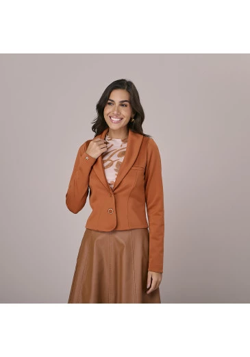Blazer Tatiana Em Malha Ares Telha Tatá Martello Outono/Inverno 2025
