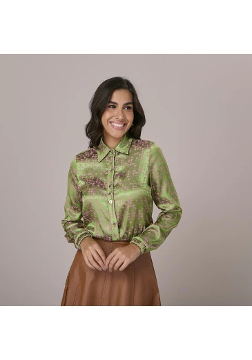 Camisa Adriely Em Sat Jacq  Verde Tatá Martello Outono/Inverno 2025