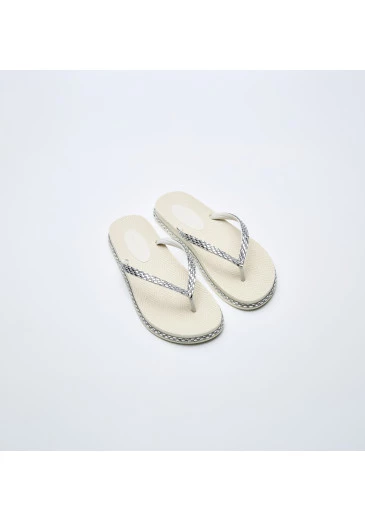 Chinelo Com Brilho Prata Tatá Martello Alto Verão 2025