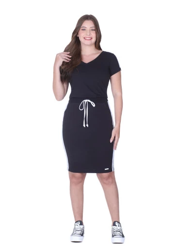 Vestido Jhuliani em Moletinho com Detalhe em Viés Preto Hapuk Alto Verão 2025 