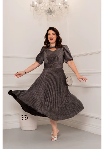 Vestido Max Plissado Em Lurex Kauly Primavera/Verão 2025