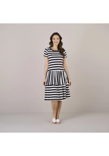 Vestido Larissa em Malha Conforto Fio Tinto Preto Tata Martello Alto Verão 2025 
