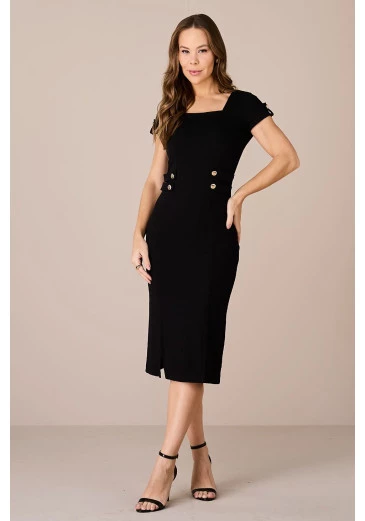 Vestido Leona em Malha French Tubinho Preto Tatá Martello Alto Verão 2025 