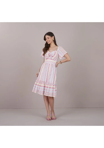 Vestido Mara Bella Bordado Rosa Tatá Martello Primavera/Verão 2025