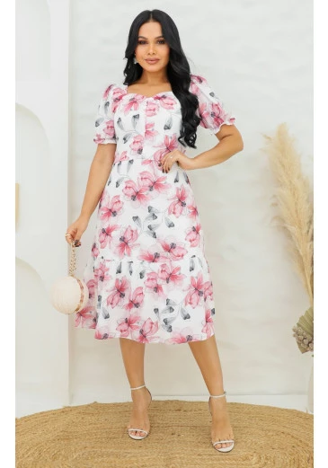 Vestido Joyce Em Sedinha Estampado Maria Amore Alto Verão 2025