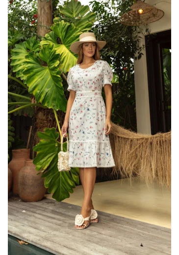 Vestido Maisa Em Sedinha Estampada Maria Amore Primavera/Verão 2025