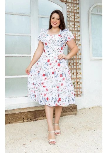 Vestido Lígia Em Sedinha Estampada Maria Amore Primavera/Verão 2025